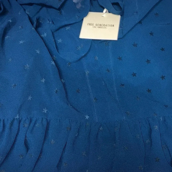 Free Generation Size Small Los Angeles Star Pattern Oversized Chiffon Blouse New - Picture 5 of 6